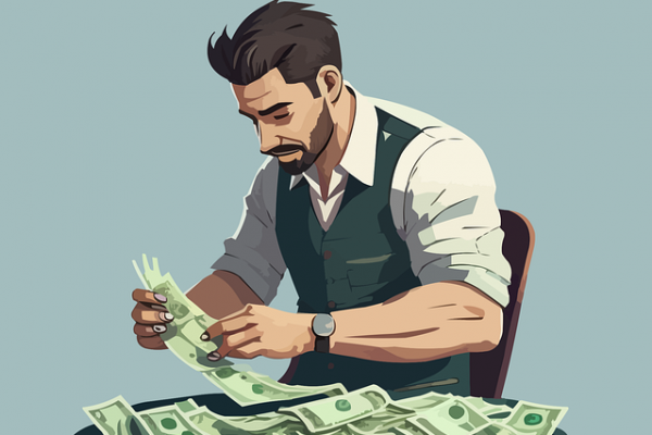 Man geld aan het tellen Man geld aan het tellen