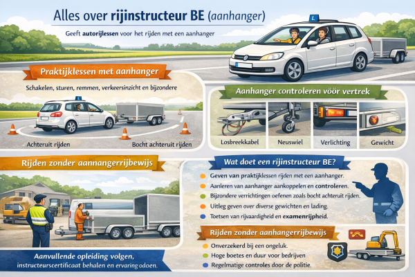 wat doet een rijinstructeur auto met aanhanger