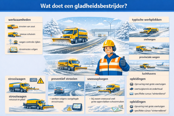 Alles over het beroep gladheidsbestrijder Wat doet een gladheidsbestrijder