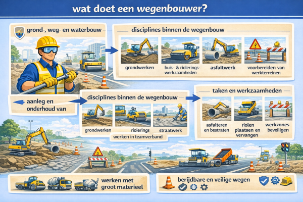 Alles over het beroep wegenbouwer Wat doet een wegenbouwer