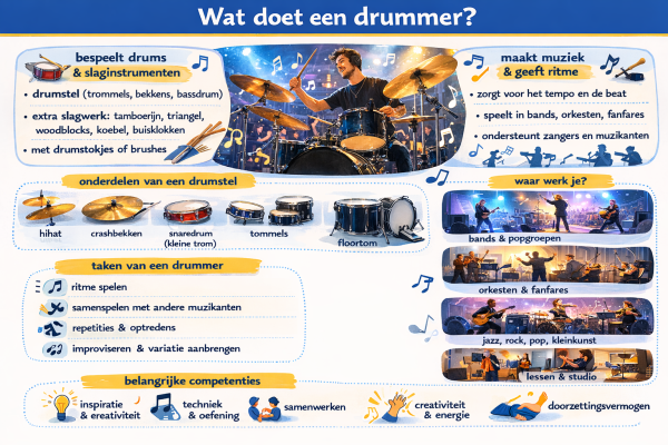 Alles over het beroep drummer Wat doet een drummer