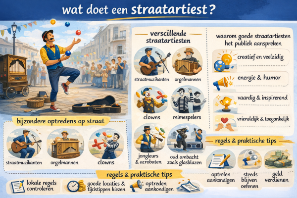Alles over het beroep straatartiest Wat doet een straatartiest